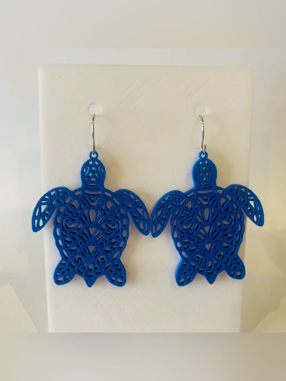 Blue Filigree Turtle Drop Earrings - Women Jewelry